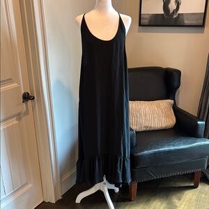Victoria's Secret Black Ruffle-Hem Slip Dress